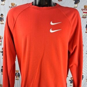 Nike Double Stitched Swoosh Back Logo Graphic Med Red & White Soft Sweatshirt